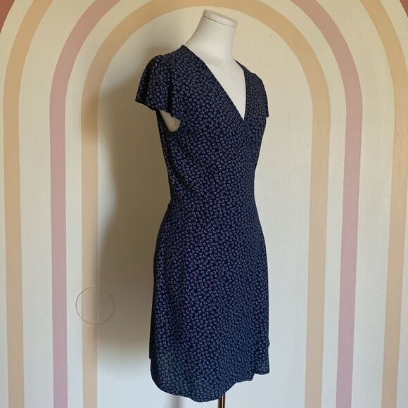 Brandy Melville Navy Blue Floral Robbie Tie Wrap Dress - Picture 6 of 13